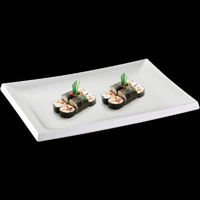 Biradlı Melamin Sushi Tabağı, Büyük, 40x27x2 cm