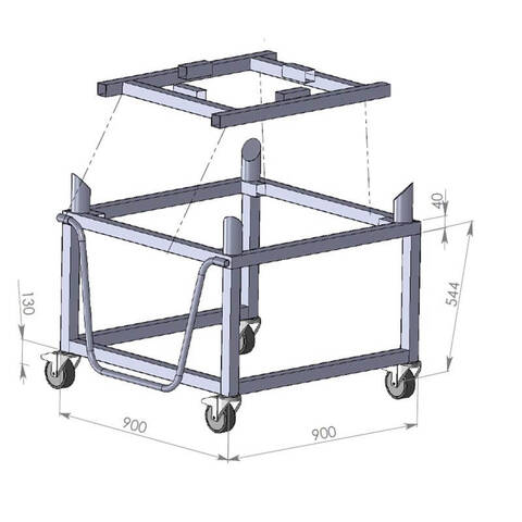 Cebi Professional Yer Ocağı Uyumlu Kazan Taşıma Arabası, 90x90x65/90 cm